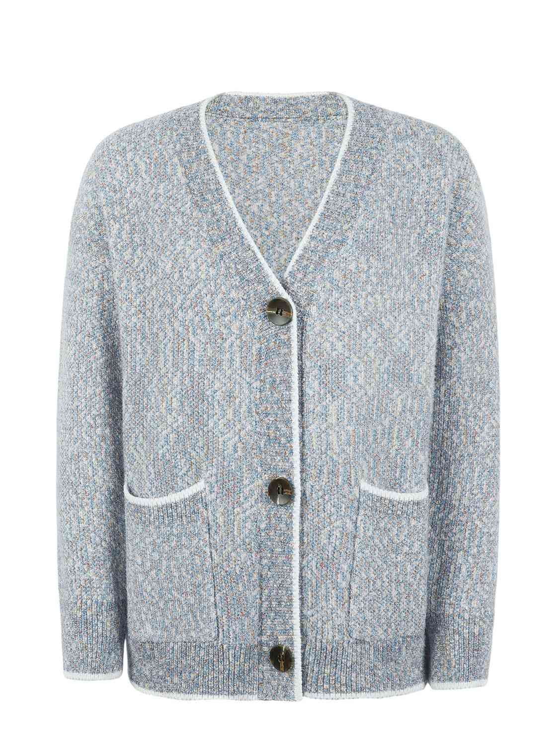 Maxct &Button Down V-Neck Cardigan with Pockets