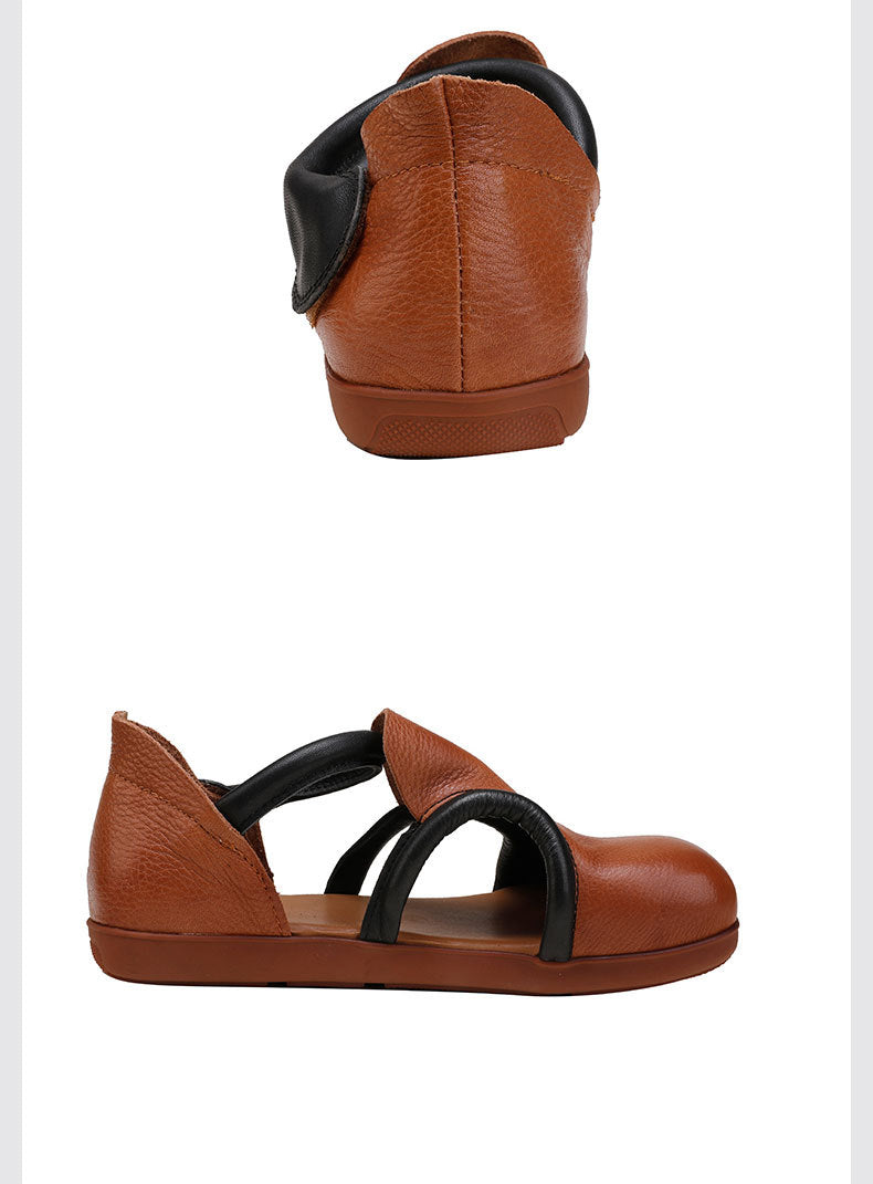 Vintage Niche Leather Flat Sandals Maxct