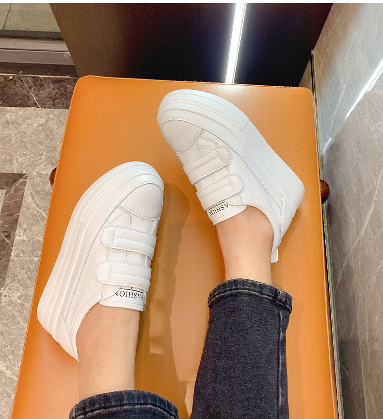 Women's 5cm Leather Wedge Sneakers - true deals club