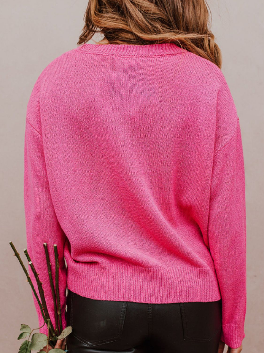 Maxct &XOXO Round Neck Drop Shoulder Sweater