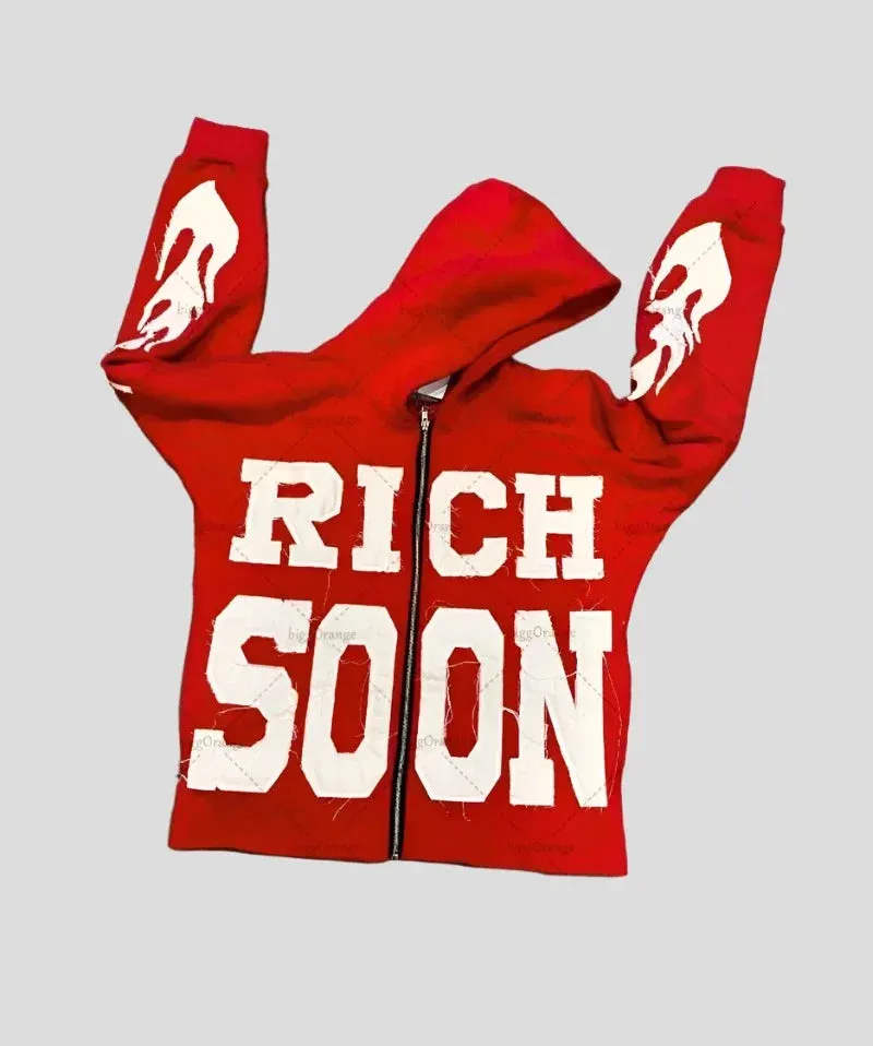 Rich Soon Hoodie - Retro Zipper Unisex Sweatshirt Maxct