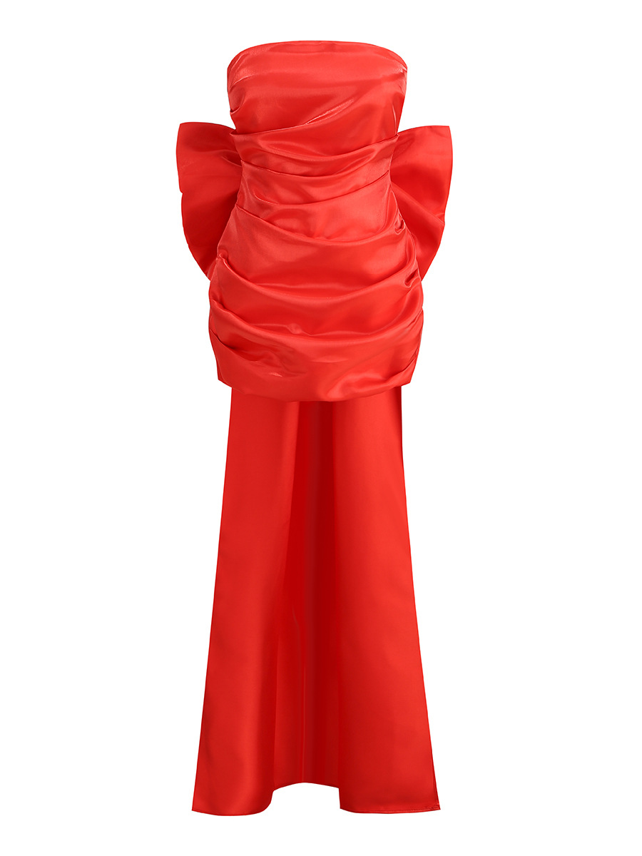 Maxct pirates vs sailors drees to impress European-Style New Tight Waist Slim Strap Backless Solid Color Bow Dress