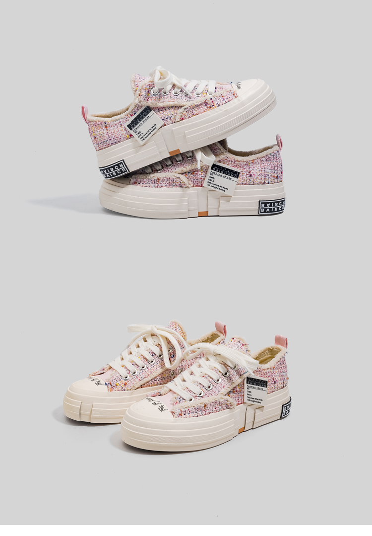 Cute Teen Girl's Low Top Canvas Sneakers Thick Sole - true deals club