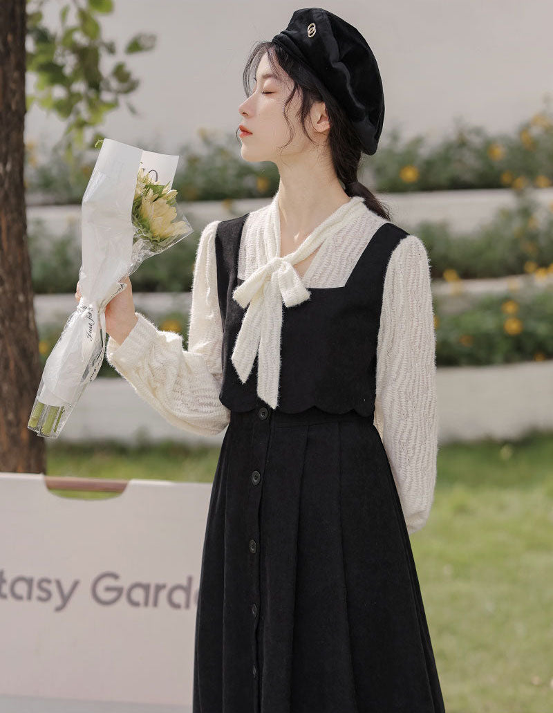 Scallop Button Up Twofer Dress Maxct