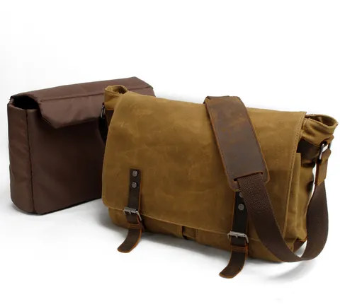 Khaki Brown Crossbody Camera Bag "Litera" Gentcreate Mirorless Sony Camera