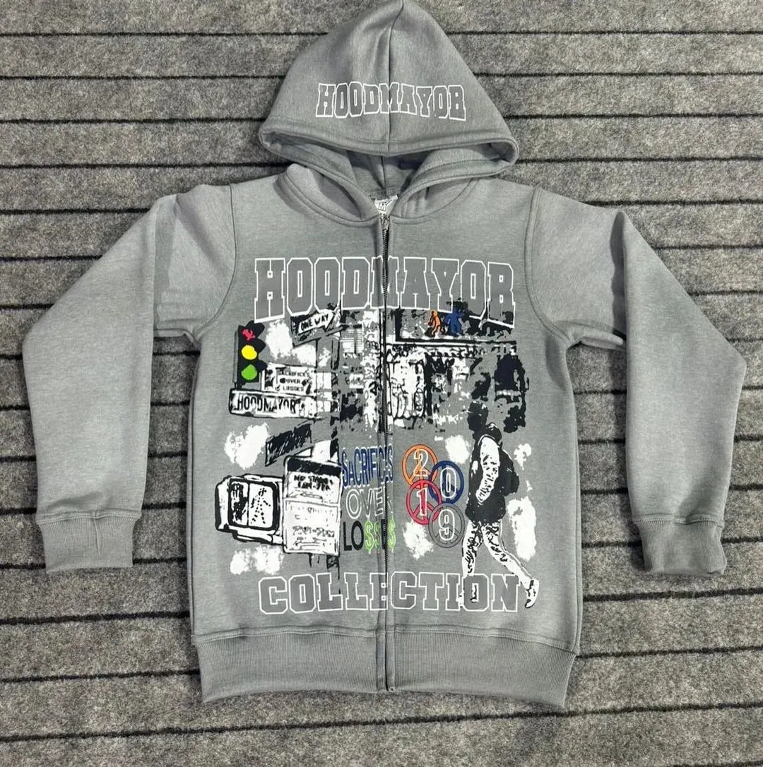 Maxct Y2k Winter Long Sleeved Hoodie Sweatshirt Oversized Winter Clothes Streetwear Y2k Vintage Punk Graffiti Print Top School Ootd