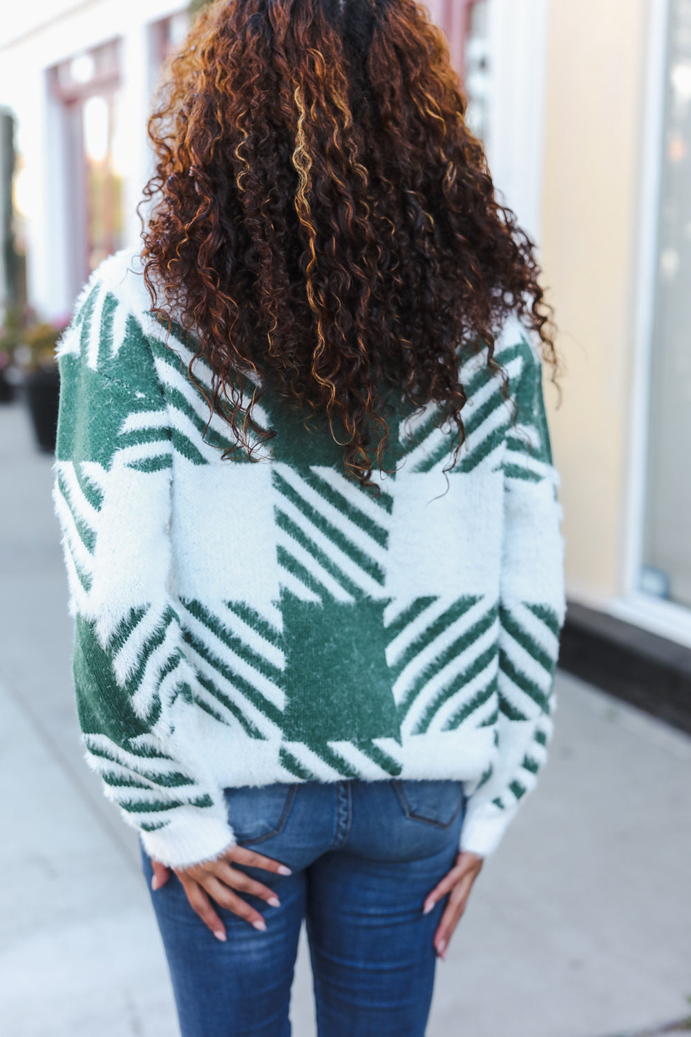 Maxct &Under The Christmas Tree Green Plaid Soft Brushed Hairy Sweater