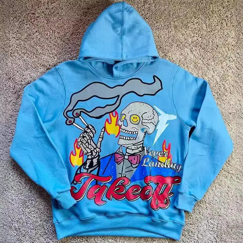Maxct Y2k Pullover Long Sleeved Foam Printed Hoodie, Hooded Sweatshirt Street Vintage Oversize Trendy Winter Outfit High Street Outfit