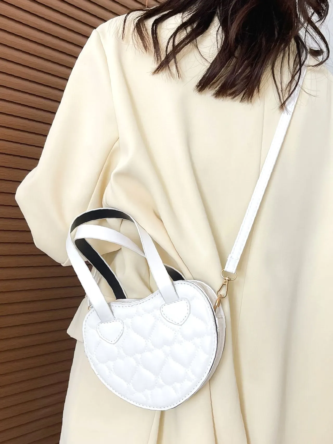 Bag For Love - Stitch Detail Heart Shaped Novelty Bag  - Women Maxct Bags