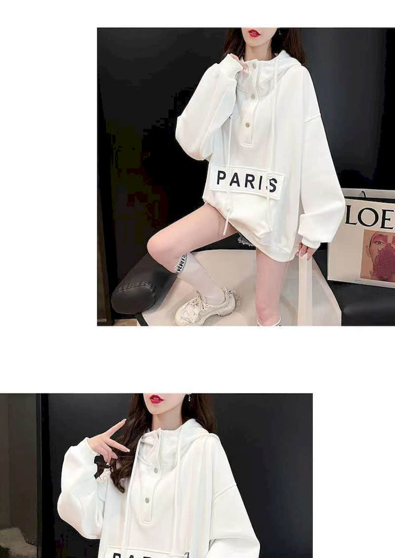 Women's Spring-Autumn Thin Paris Hoodie Pullover