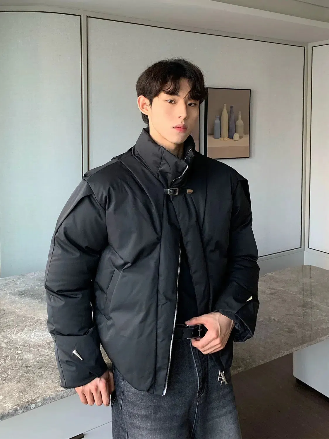 Maxct Stand Collar Coat with Belt Buckle
