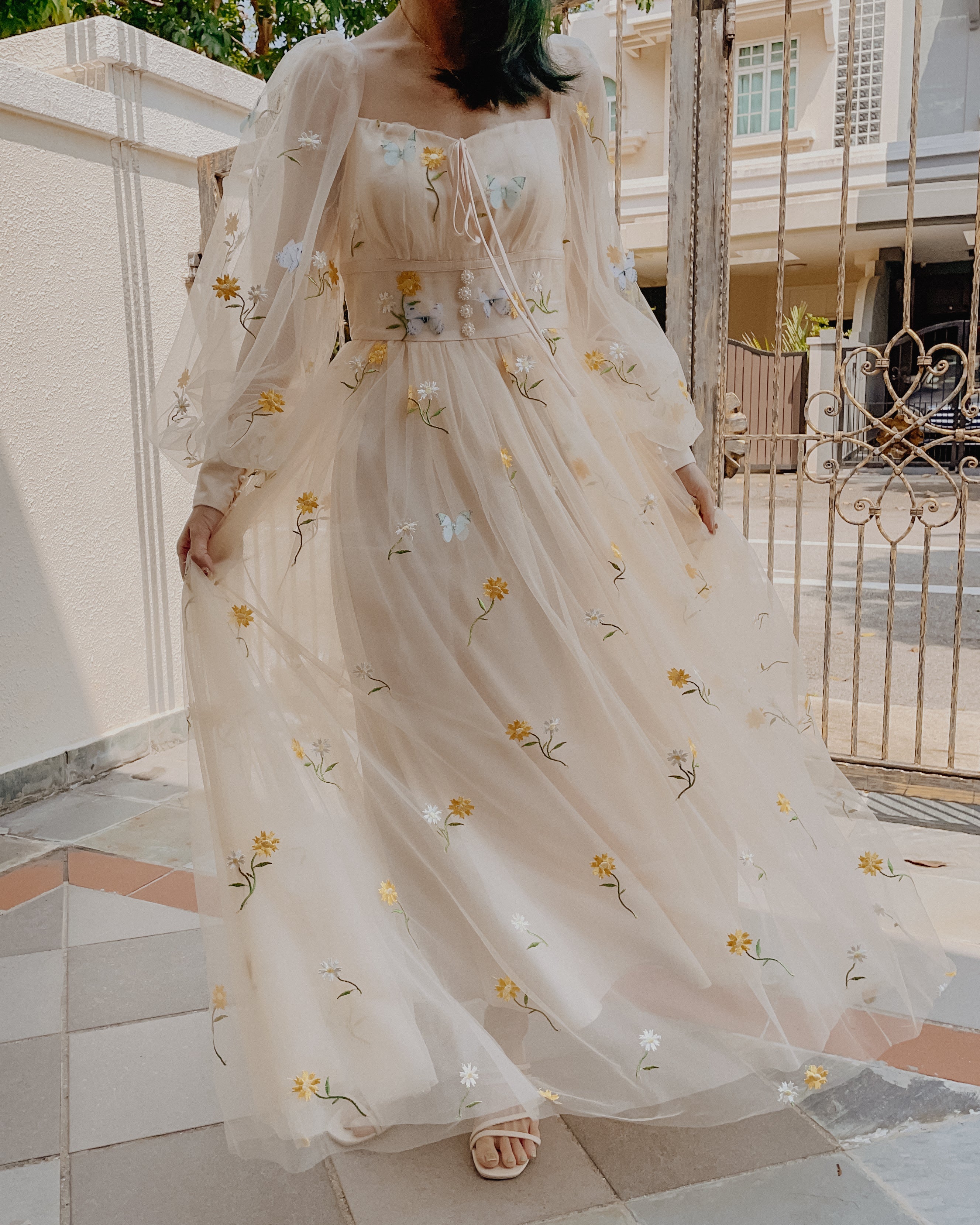 Butterfly Garden Tulle Maxi Dress Maxct