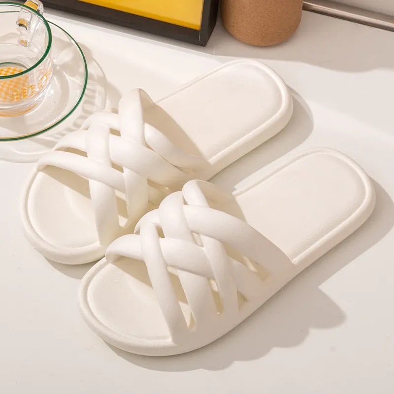 Flat Slide Sandals Women's Flat Knitted Design Eva Slides Maxct