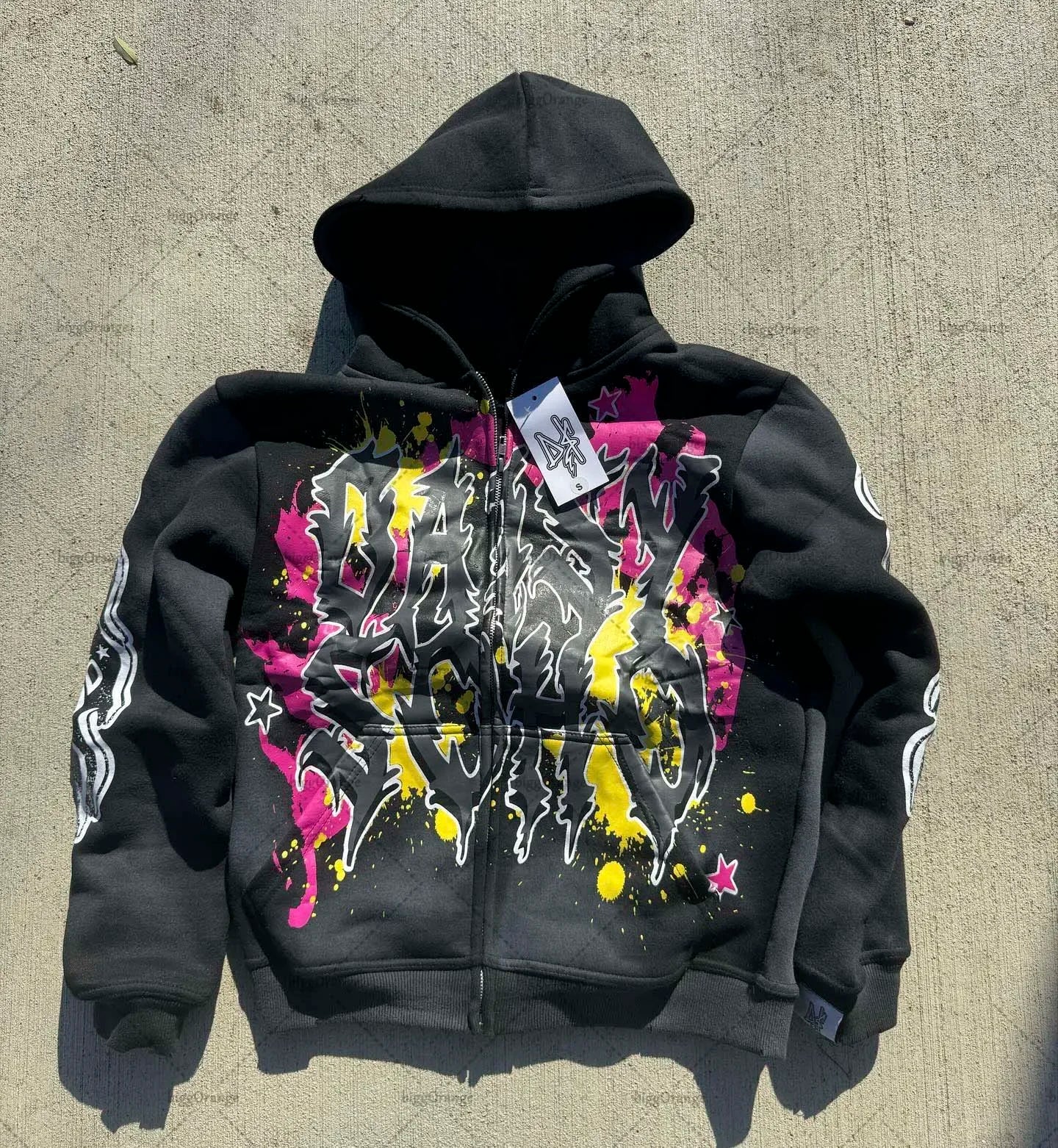 Maxct Fashion Trendy Color Letter Printed Oversize Hoodie Men's Y2K Spring and Autumn Retro Loose Pullover Sweatshirt Women's