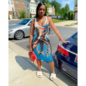 Abstract Print Slip Party Maxi Dress - Multicolor Maxct
