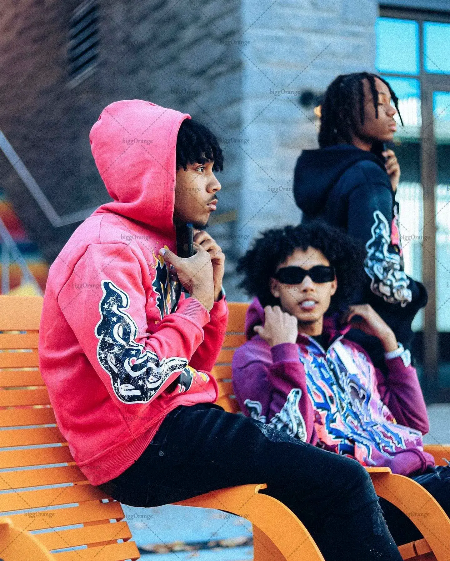 Fashion Trendy Color Letter Printed Oversize Hoodie Men's Y2K Spring and Autumn Retro Loose Pullover Sweatshirt Women's