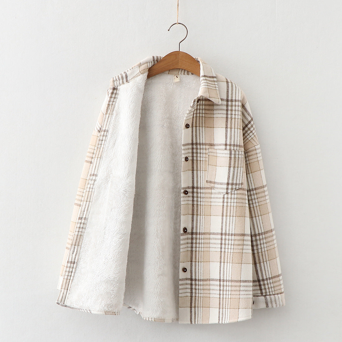 Maxct Warm Woolen Coat With Thick Plaid Shirt