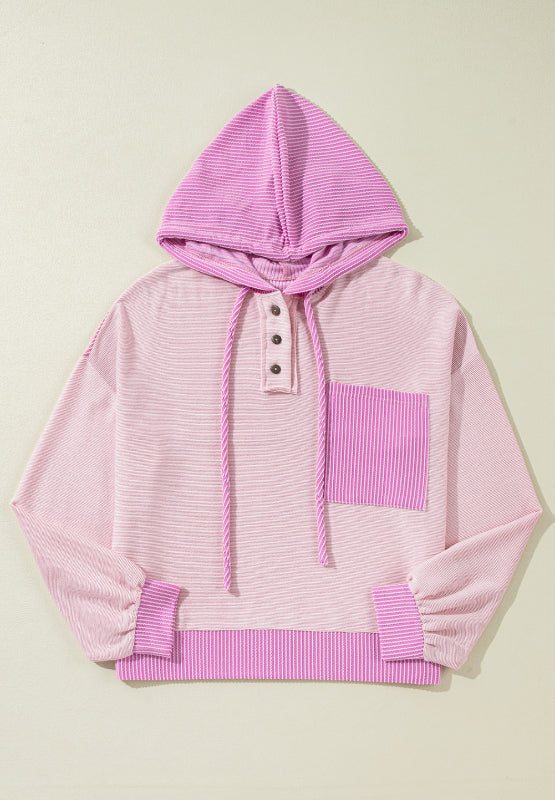Maxct &Corded Color Block Drawstring Hoodie