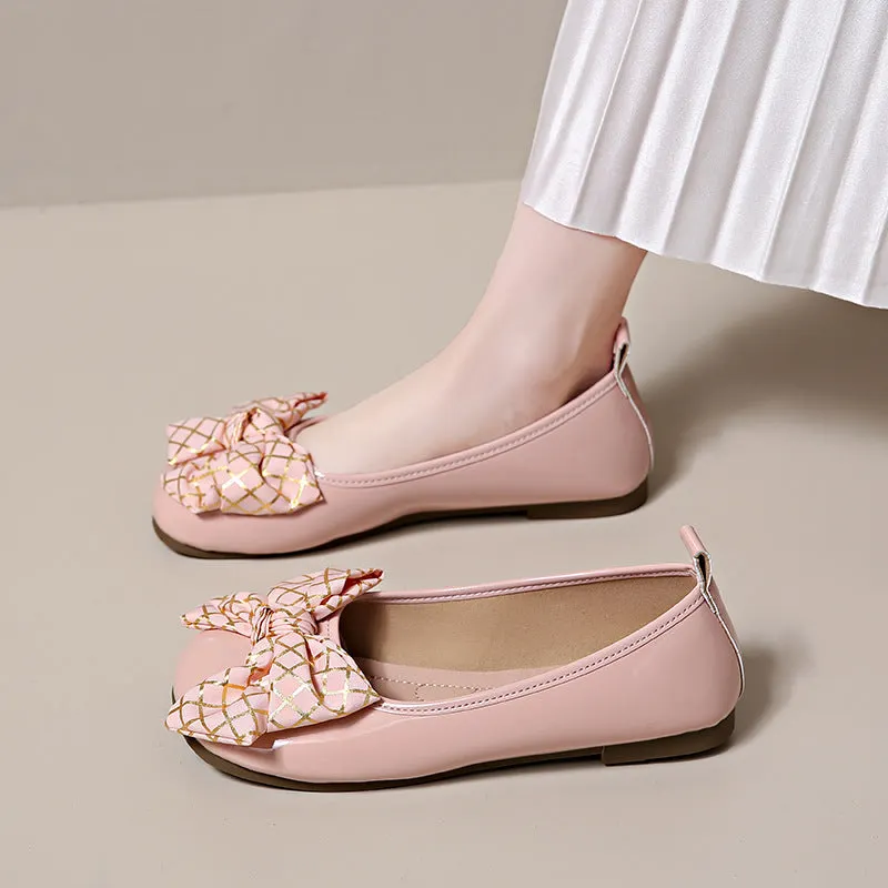 Bow-Tied Mary Jane Small Leather Shoes Maxct
