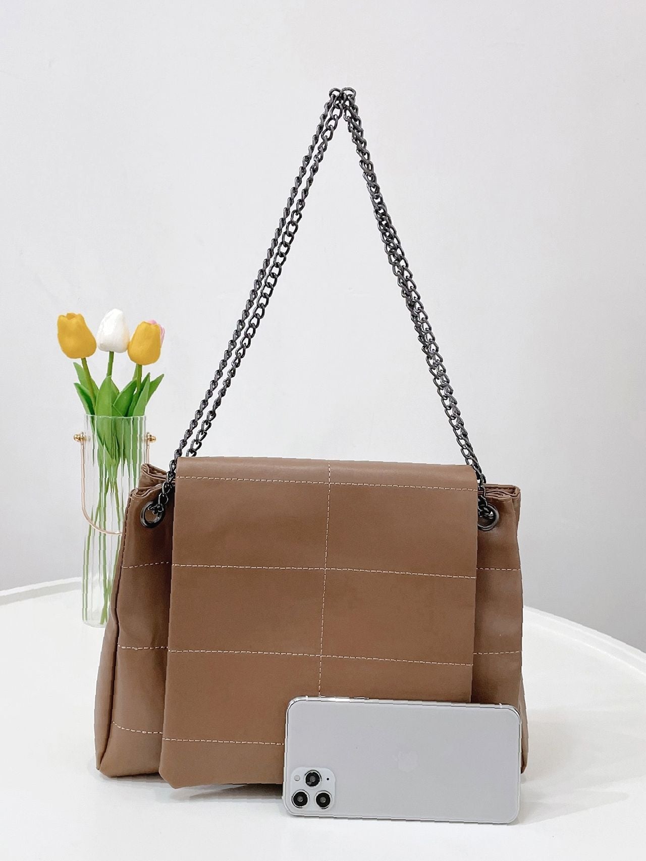 Maxct - Stitch Detail Chain Tote Bag  - Women Tote Bags