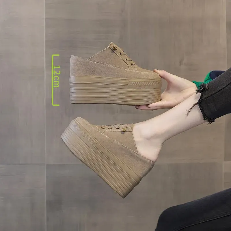 Platform Suede Slip-on Sneaker Sandals for Women Maxct