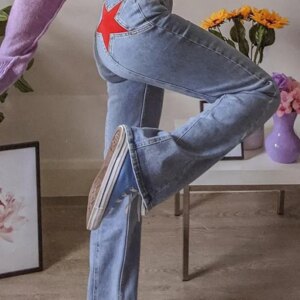Back Star Patchwork Flare Jeans Maxct