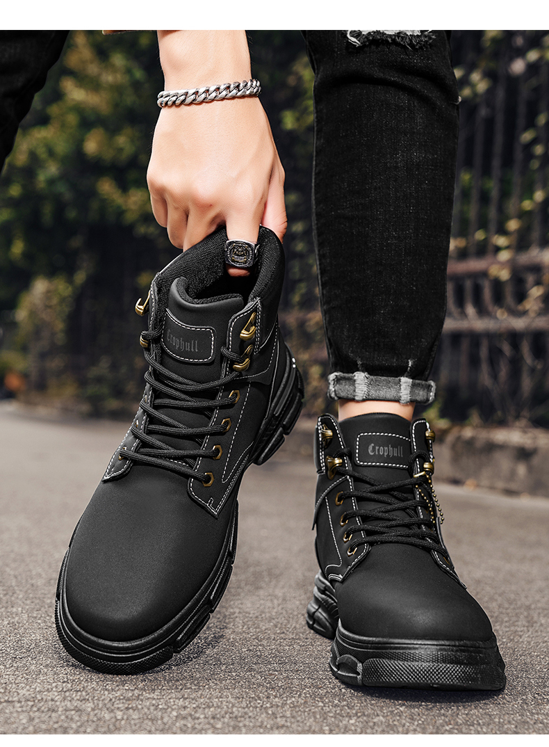 Platform Leather Men's Martin Boots - true deals club